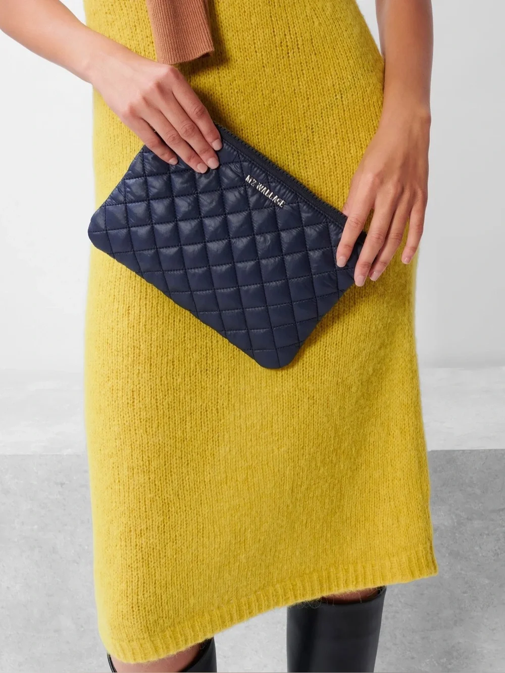 MZ Wallace Navy Quilted Small Metro Pouch